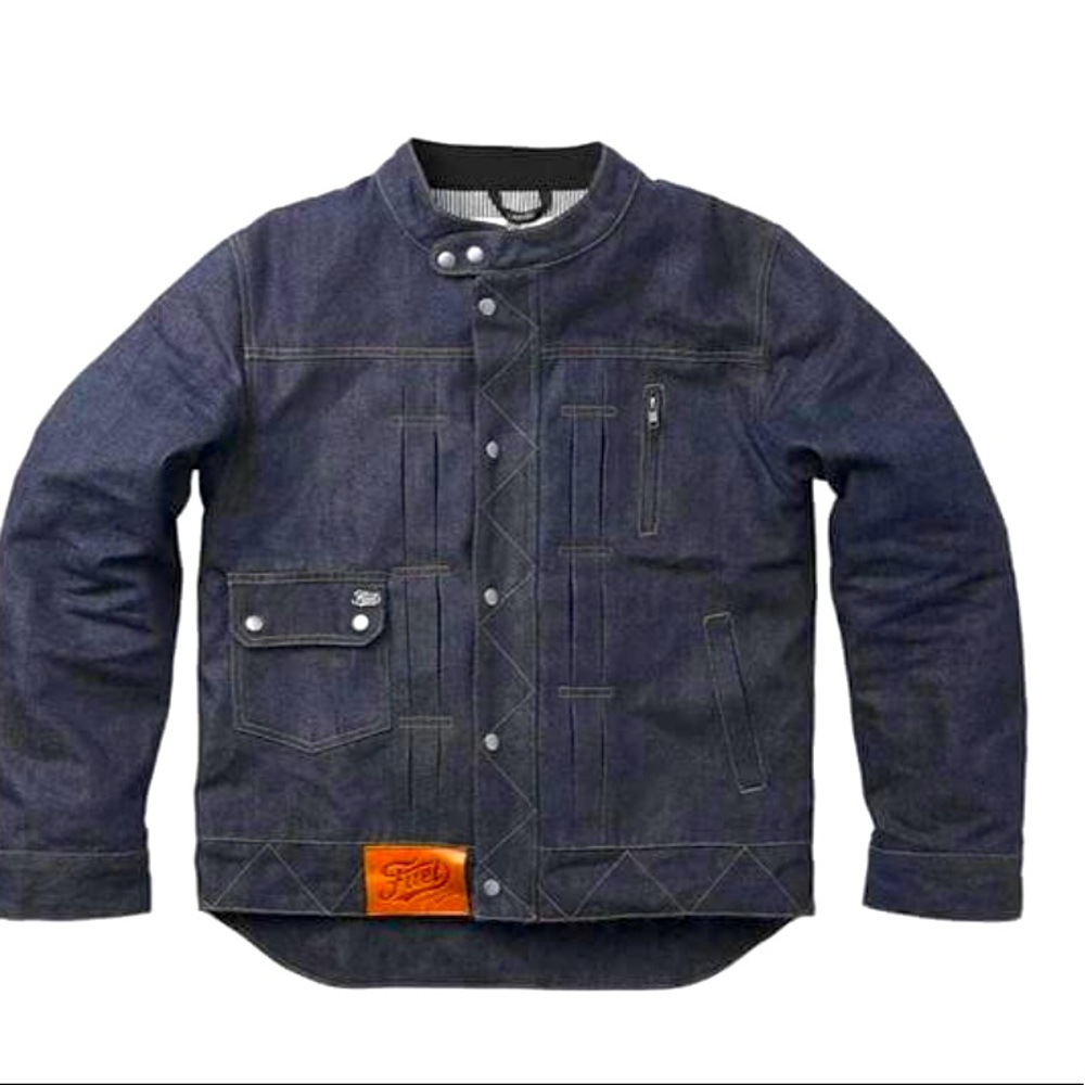 Fuel Greasy Denim Motorcycle Jacket - Mens Large